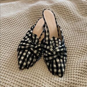 Loeffler Randall Black and White Gingham Mules